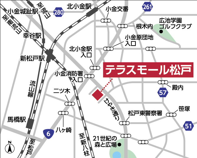 ジュリア・オージェ テラスモール松戸店 地図