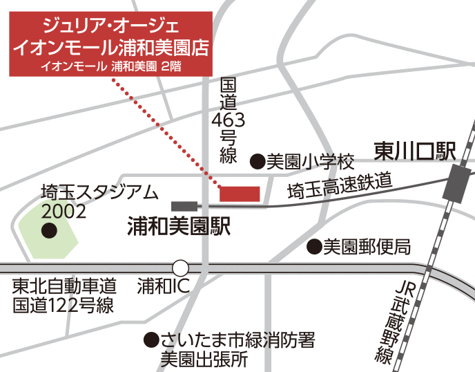 ジュリア・オージェ イオンモール浦和美園店 地図
