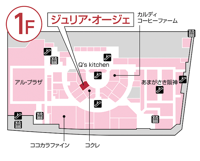 ジュリア・オージェ あまがさきキューズモール店 館内図